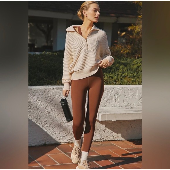 Varley Sweaters - Varley 100% Cotton Boho Tara Pointelle Half Zip Knit Sweater Pullover M